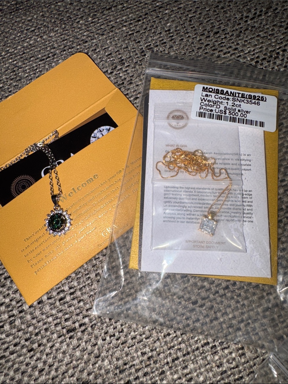 Moissanite necklaces with GRA